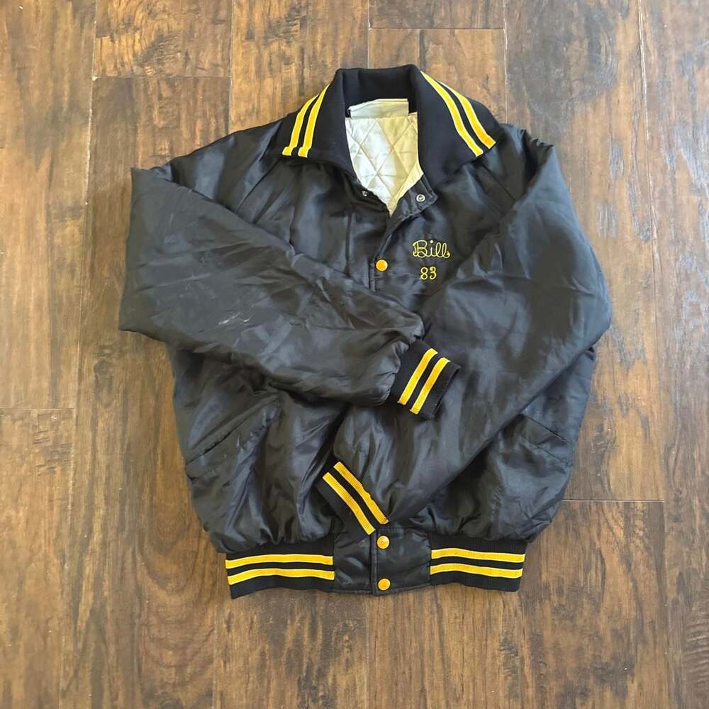 Vintage Findlay High Automotive Varsity Jacket Black Yellow 80s 90s